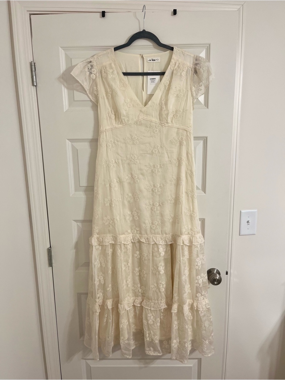 In Bloom Cream Lace V-Neck Maxi Dress